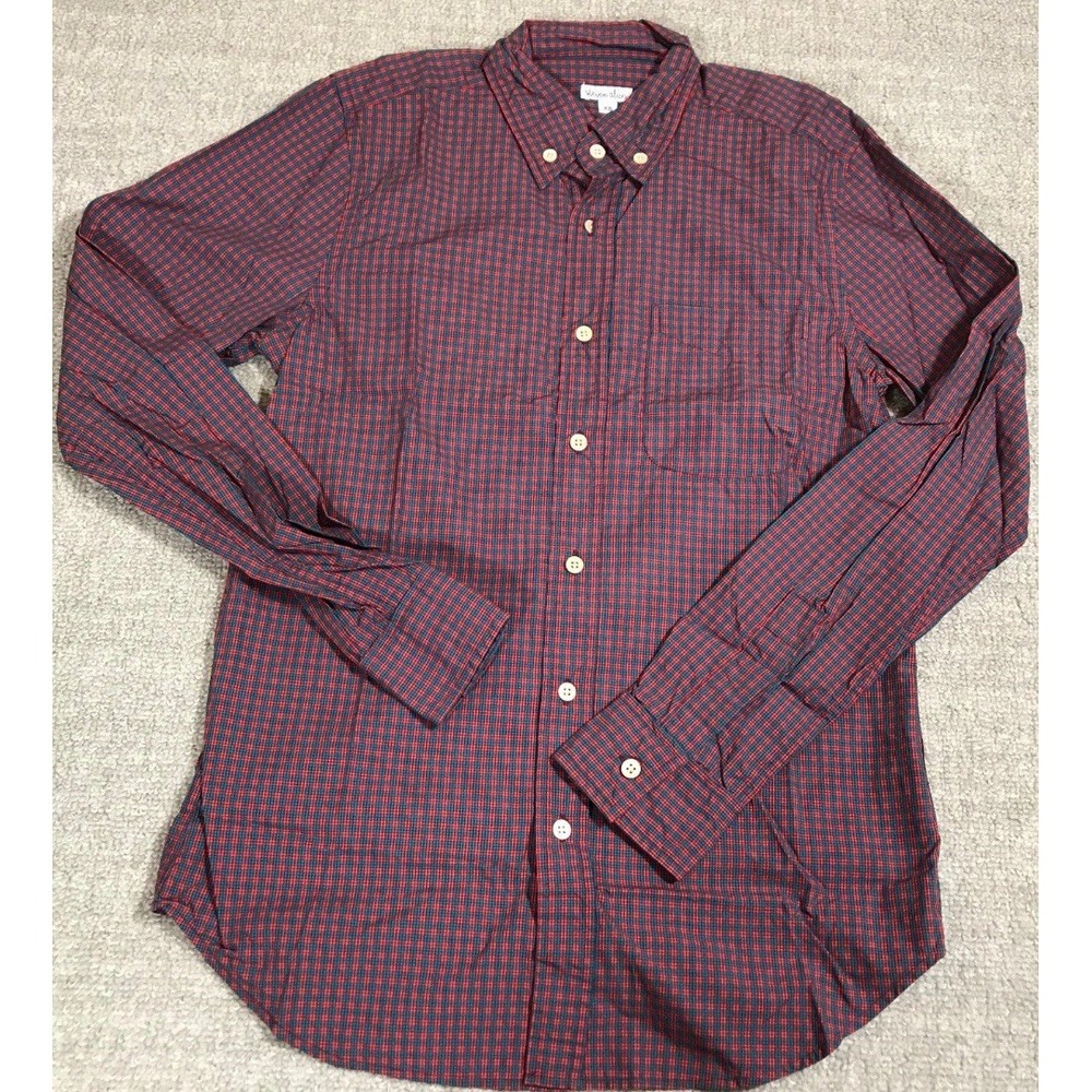 Steven Alan Shirt Mens  Small Button Up Red Blue Pocket Made in USA